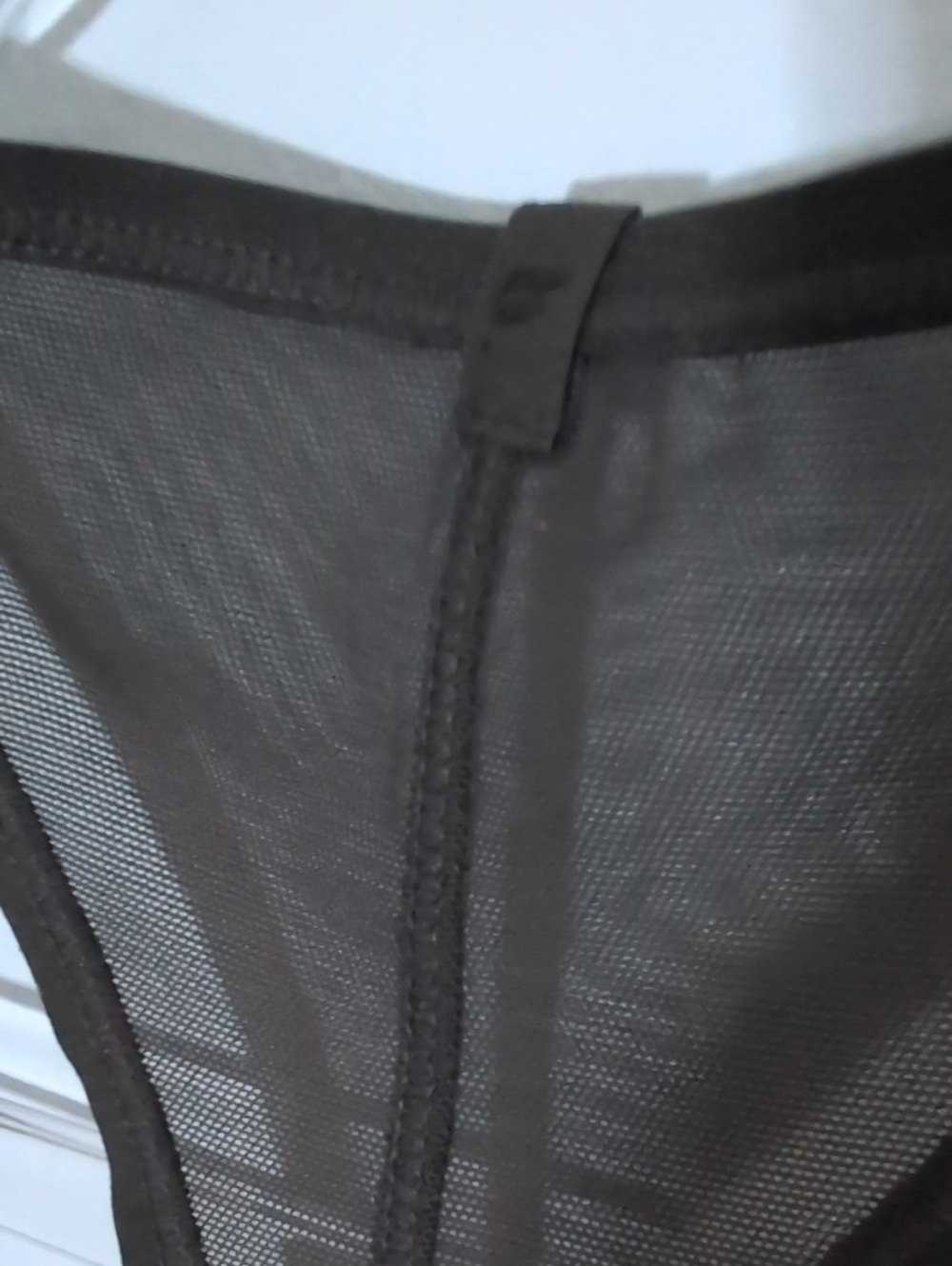 Fabletics Black Sheer Racerback Mesh Crop Tank - Picture 3 of 4